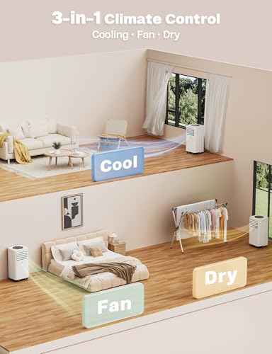 Image of Portable Air Conditioners, 10,000 BTU Portable AC Unit for Room up to 450 Sq. Ft, 3 in 1 Small AC Unit with 24H Timer Smart Sleep Mode, Smart Stand up Air Conditioner for Bedroom(10,000 BTU)