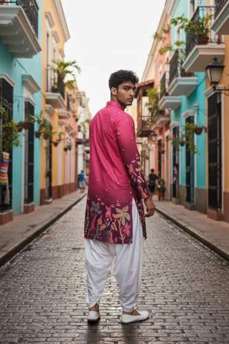 Image of Trustous Men's Printed Kurta Dhoti Set Traditional Ethnic Wear for Festivals & Weddings | Men's Stylish Printed Kurta with Dhoti Set | Traditional Indian Ethnic Wear for Men