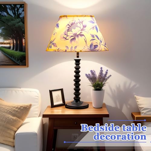 Tujoe Blue And White Medium Lamp Shade Chinoiserie Barrel Fabric Lampshade For Table Lamp And Floor Light 7 X 13 X 7.8 Inch Spider Model Wedding Bedroom Living Room Decoration thumb #6