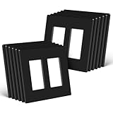 CML - Piastre decorative da parete senza viti a 2 moduli, confezione da 12 coperture nere sicure per bambini, copertura per presa doppia, dimensioni standard 12 x 12 cm, classificate UL