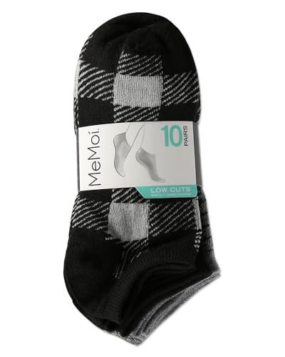 MeMoi Women's 10 Pair Pack Buffalo Check Low Cut Socks3