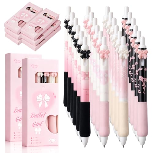 24 bolígrafos rosa con moño estilo coqueto miniatura 1