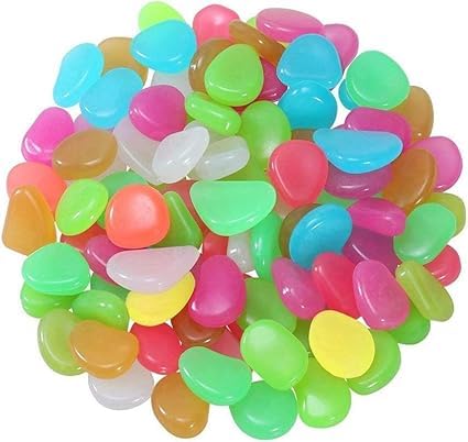 Glow in The Dark Rocks 100PCS Blue Luminous Pebbles Glow Stones Outdoor Decor, Glowing Rocks for Garden Pond Path Lawn Yard, Glow Rocks Powered by Light or Solar (Multicolor)-picture-27