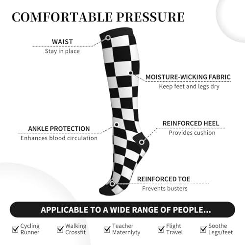 Image of Compression Socks for Women Men Circulation Graduated Supports Socks for Running Athletic Sports Nurse Travel