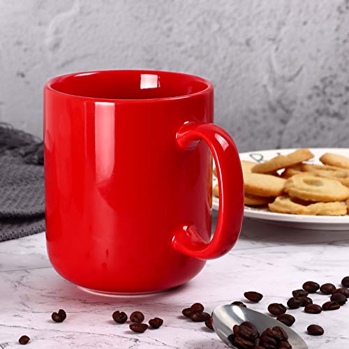 SHOWFULL 20 OZ Large Coffee Mug, 600ml Porcelain Extra Big Ceramic Cup for Men Women Tea Coffee Hot Chocolate Latte, Red - Image 3