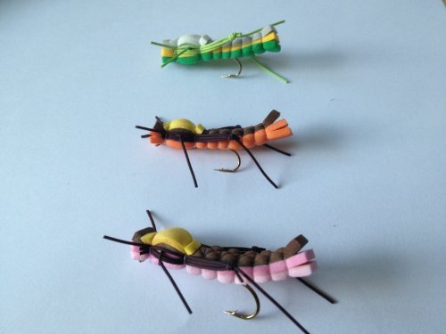 Pêche à la Mouche Flottant en Mousse Sandwich Hoppers leurres pour Basse Pike Truite Taille 8/10 Six Pack #74 Cover