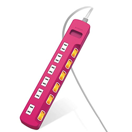 エレコム 電源タップ コンセント 雷ガード 個別スイッチ ほこりシャッター付 6個口 3m ピンク T-K6A-2630PN