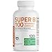 Bronson Super B100 Vitamin B Complex Sustained Release Contains All B Vitamins (Vitamin B1, B2, B3, B6, B9 - Folic Acid, B12), 120 Tablets