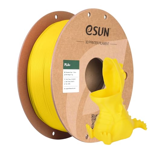 Image of eSUN PLA+ Filament 1.75mm 1KG, 3D Printer Filament Dimensional Accuracy + /- 0.03mm, 1kg Cardboard Spool(2.2lbs) 3D Printing Filament, Fits for Most FDM 3D Printers(Yellow)