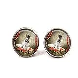 Zirkus-Hase Ohrringe, Weißes Kaninchen, Glas, Foto, Kunstschmuck, Theatrisches Hase, Geschenk für Hasenliebhaber, Geschenk für Kaninchenliebhaber
