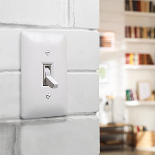 Image of TayMac 4000W Paintable Single Toggle Light Wall Plate Cover, White, 1-Gang