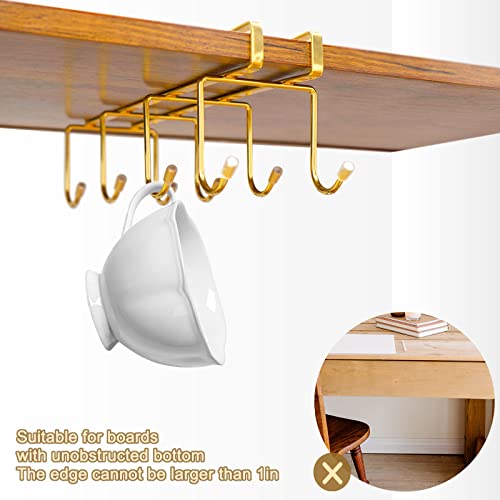 Kalyloc Coffee Mug Holder Under Shelf, Durable 8 Hooks Coffee Mug Hangers Under Cabinet, Champagne Cup Hanger Organizer For Kitchen Utensils Scarf Keys Storage #TOP2