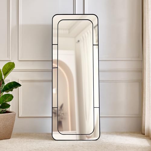 Image of Home Centre | Clair Metal Standing Mirror | Full Length Dresser Mirror | Black | 1 Year Warranty