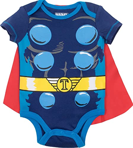 Marvel Avengers Thor Baby Boys Costume Bodysuit With Cape & Hat Blue (0-3 Months) #TOP2