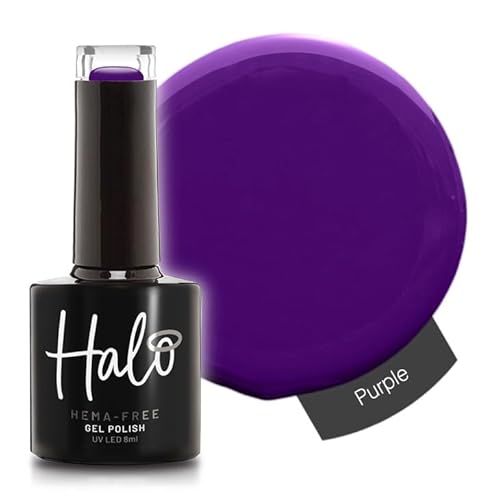 Halo Gel Polish 8ml - Purple. UV/LED Gel Nail Polish, Long Lasting & Easy To Apply. Nail Art Colours For Manicure & Pedicure. Gel Polish For Professional & Home Use.