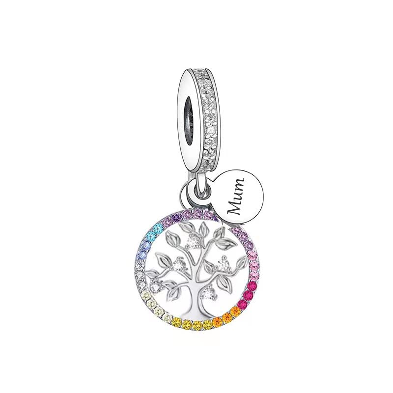 Charm árbol de la vida en plata para recordar siempre el amor incondicional de mamá y papá