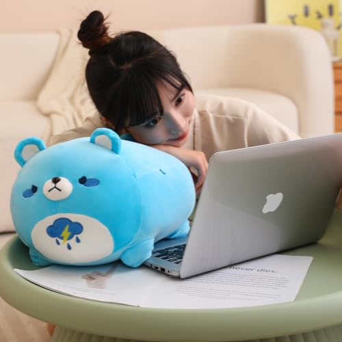 Auspicious Beginning Bear Plush Pillows - 16\'\' Anime Bear, Blue Rainy Day Plushie, Cute Kids Plushie Christmas Birthday Gift - Thumbnail 4