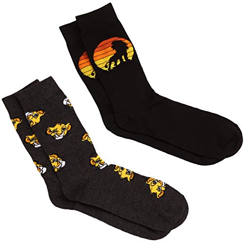 Disney Lion King Simba Silhouette Men's 2 Pack Casual Crew Socks