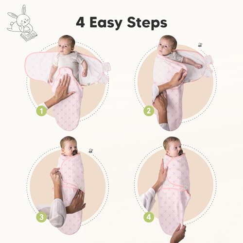 Image of 3-Pack Organic Baby Swaddle Sleep Sacks - Swaddles for Newborns, Infant 0-3 Months, Baby Girls, Boys, Soft & Snug Newborn Sleep Sack, Nursery Swaddling Blankets (Blossom, OS)