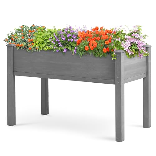 Mederla 40x20x31 inch Raised Garden Bed with Legs, Elevated Wooden Planter Box for Outdoor Plants Flowers Fruits Vegetable Herb Growing