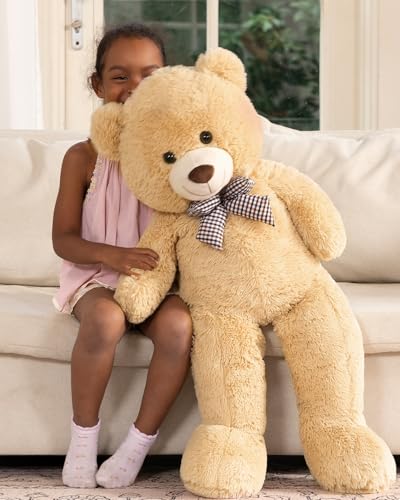 Image of MaoGoLan Giant Teddy Bear Plush Toy - Ultra Soft & Cute Large Stuffed Animal 39 inches, Perfect for Baby Showers, Birthdays, Valentine's Day Gifts (Kids, Couples, Family), Tan