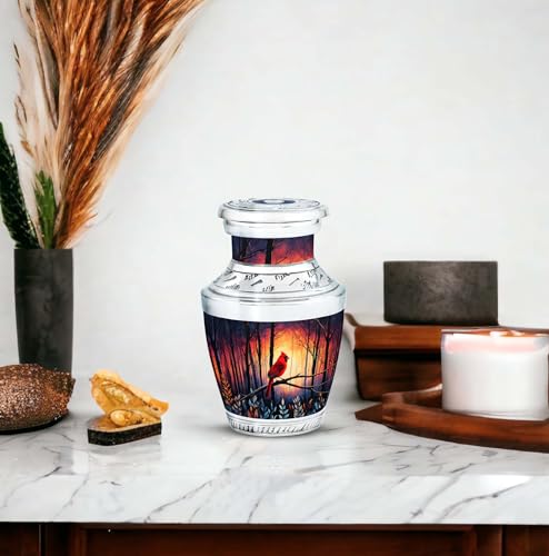 Image of Cardinal Bird Urn - Decorative Urns for Burial - Small Cremations Urns for Human Ashes Adult Female Mom - Funeral Urn - 3 Inch