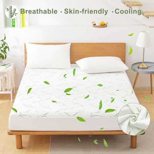 California King Mattress Protector Waterproof Mattress Pad Washable Bamboo Rayon Mattress Cover Breathable Noiseless Bed Protector 5" - 21'' Elastic Fitted Deep Pocket by Softhour - Image 7