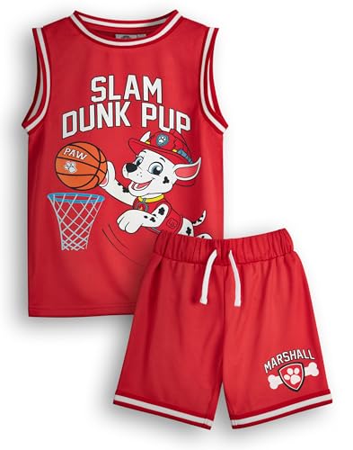 Conjunto Paw Patrol de camiseta y pantalón corto infantil para jugar al baloncesto en el parque