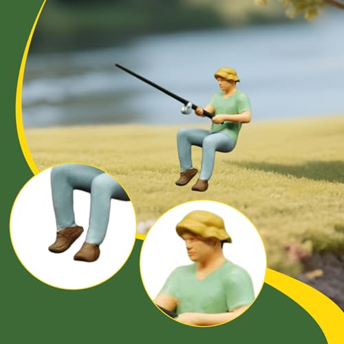 Accessoires de scène miniatures et figurines de simulation de pêche en résine