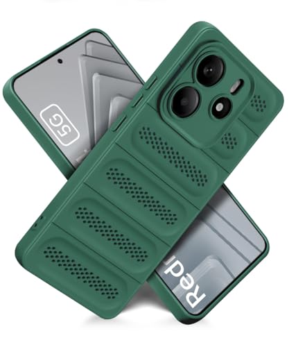 Image of WOW IMAGINE Ultimate Silicone Back Cover Case for Redmi Note 14 5G | Redmi Note 14 SE 5G Heat Dissipation Thin Soft TPU | 360 Camera Protection | Breathable Cooling Holes - Forest Green