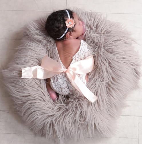 Image of Vollmic Newborn Photography Outfits Girl Baby Girl Lace Outfits Photo Props (Pink 2)