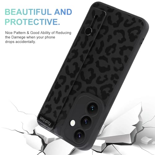 Image of Compatible with Samsung Galaxy S25 FE Case with Strap Wrist Black