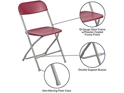 Image of Flash Furniture Hercules Series Plastic Folding Chair - Red - 2 Pack 650LB Weight Capacity Comfortable Event Chair - Lightweight Folding Chair