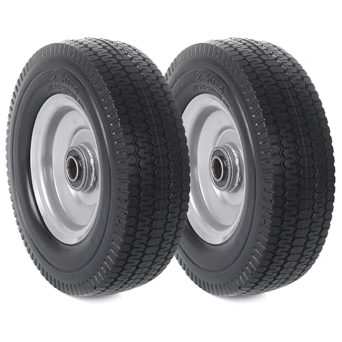 AR-PRO (2-Pack) 8-Inch Solid Wheel Replacement - 2.50-4" Flat Free