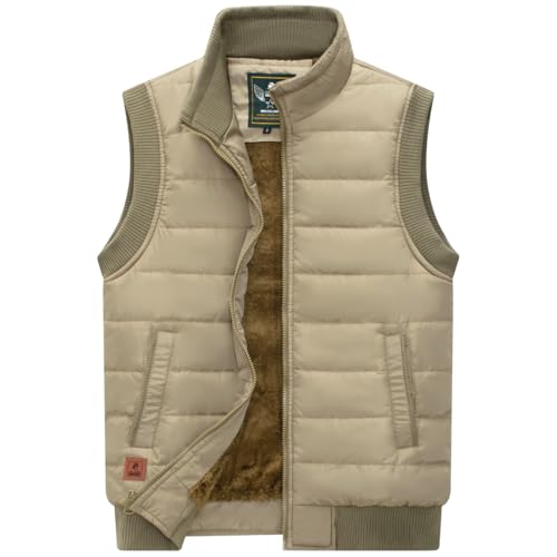 Image of Msmsse Men's Outerwear Vests Winter Quilted Padded Vest Gilet Stand Collar Warm Puffer Vest