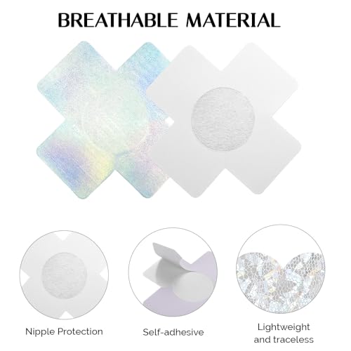 Image of Glitters Pasties Rave Pack Nipple Covers Stickers Disposable Sticky Breast Petals Bra Set for Women Rave Outfit Party