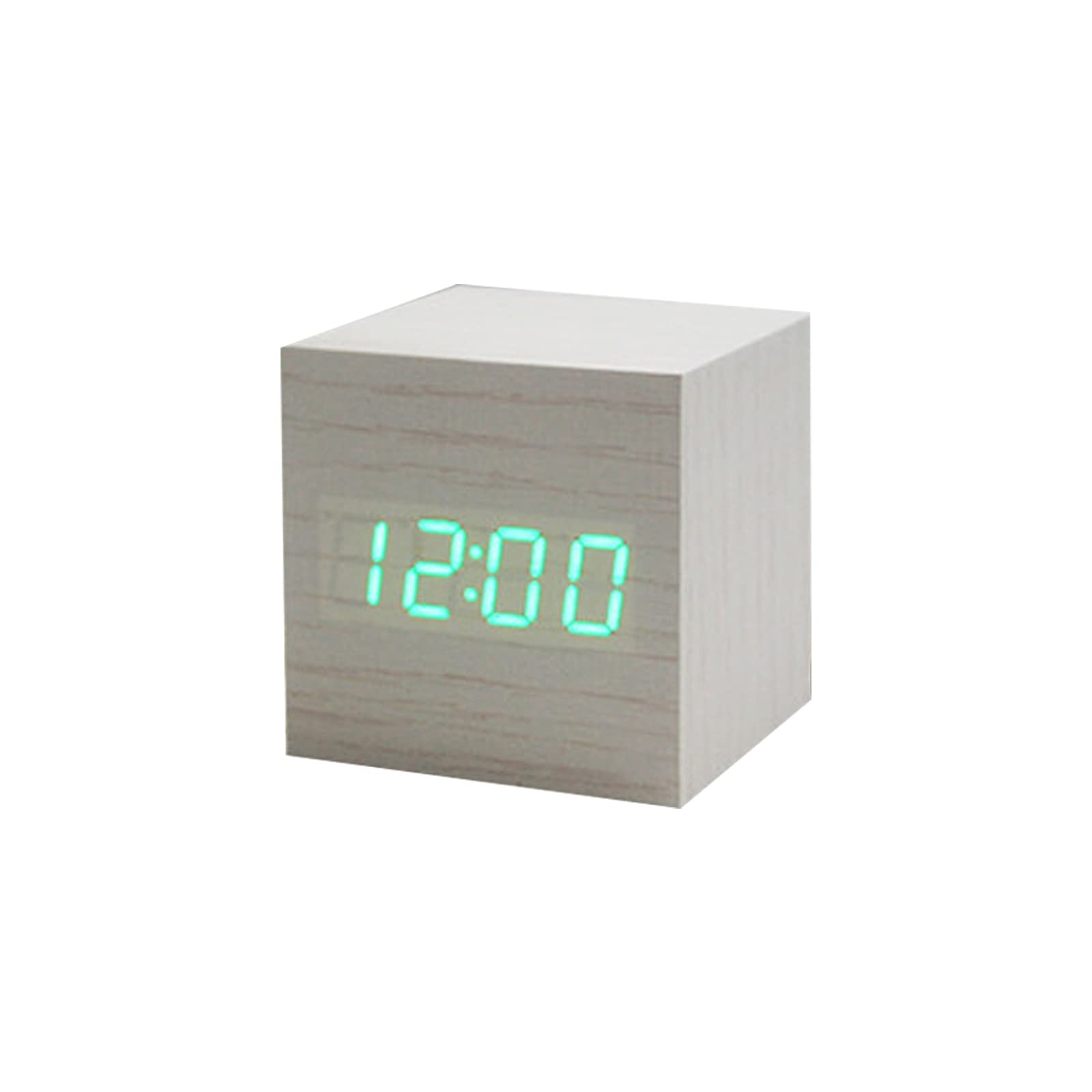 Tsophreniq L Wood Cube Voice Contro Alarm Clock Bedside Table Square Clock Multipurpose For Children Bedroom Dormitory Alarm Clocks For Bedrooms
