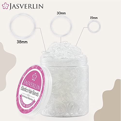 Jasverlin Clear Hair Elastics Bands, Assorted Size Rubber Hair Ties Baby Mixed Size Polybands Hair Elastics For Toddler Girls Women 2000Pcs #TOP3