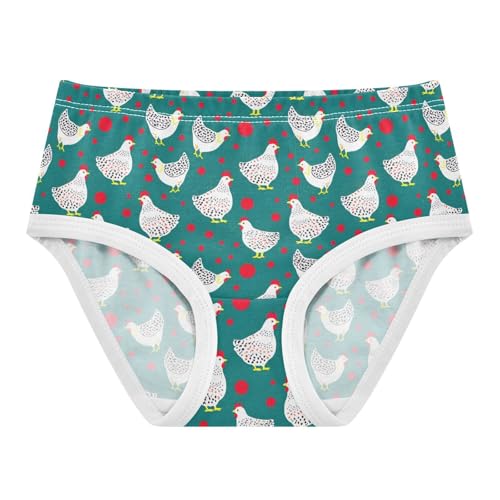 Toddler Girls Underwear 2t Cotton Cute Panties Girl Print Briefs Kids Undies White Chickens Dark Teal Animal