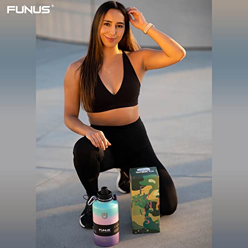 Funus Half Gallon Insulated Water Bottle, 64 Oz Vacuum Stainless Steel Water Jug With Paracord, Double Walled Tumbler Keep Cold Hot For Men Women Sports Fitness Outdoor Travel Camping(Hydrangea) #TOP1