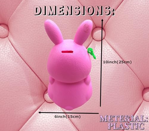 Image of Piggy Bank Toy for Kids with Lock & 2 Keys - Bunny Rabbit Shaped Coin Bank for Boys & Girls | BIS Certified Plastic Gullak | Money Saving Bank Gift for Toddlers 3+ Years | Made in India (Pink)