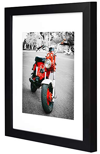 Golden State Art, 28 x 35 cm schwarzer Bilderrahmen aus massivem Kiefernholz und gehärtetem Glas, Display für 20,3 x 25,4 cm große Bilder mit Passepartout oder 28,9 x 35,6 cm große Bilder ohne – Bild 3