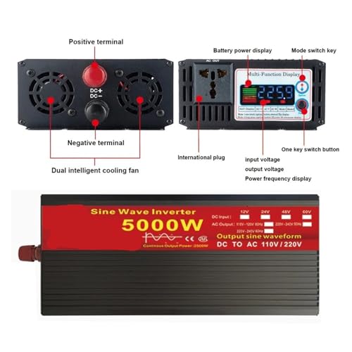 Convertisseur onde sinusoïdale 60V 240V pour protéger vos appareils 5000W - 5