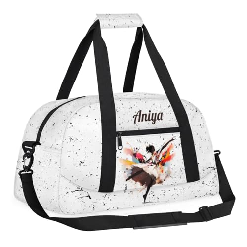 Personalized Gym Bag for Kids Girls, Black Girls Dance Custom Small Duffel Bag with Padded Handles Carry On Weekend Travel Bag for School Practice Ball Games3