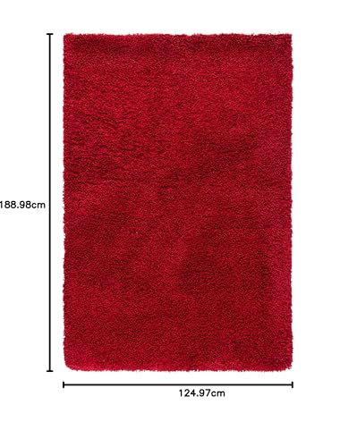 Image of Imra Carpet for Home Handwoven Fluffy Shag Collection with 2 inch Thickness 4.1 X 6.2 Feet (120X180 cm) Color Red