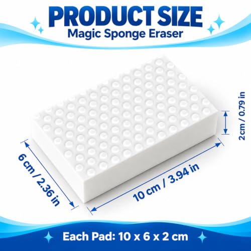 Image of Magic Eraser | Pack of 4 | No Scratch Multi-Surface Cleaning Sponge | Removes 100+ Tough Stains | Just Add Water | Walls, Kitchen, Bathroom, Shoes & Switch Boards
