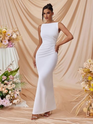 Wedding Guest Dresses for Women Formal Evening Party Year-Round Sleeveless Slim Split Evening Gowns Long Prom Dress2