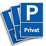 3 Stück Privat Parkplatz Schild 20 x 30 cm aus stabiler PVC Hartschaumplatte 3mm Privatparkplatz parken verboten mit UV-Schutz von STROBO