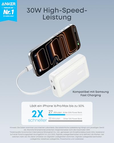 Anker Zolo Powerbank, 10000mAh 30W Max, mit USB-C EIN- und Ausgang – Ansicht 2