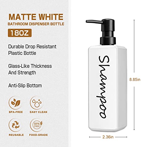 Gmiting Shampoo And Conditioner Dispenser, Refillable Shampoo And Conditioner Bottles With Pump, Modern Bathroom Shower Bottles Set For Shampoo Conditioner Body Wash, 3 Pack, White #TOP1